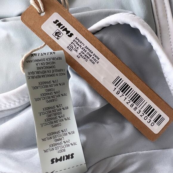 Skims Pacific Blue Sporty Zipper Swim Strapless One Piece Size 4x - Picture 10 of 11